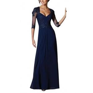 NEW MGNY beaded lace appliques dress in navy